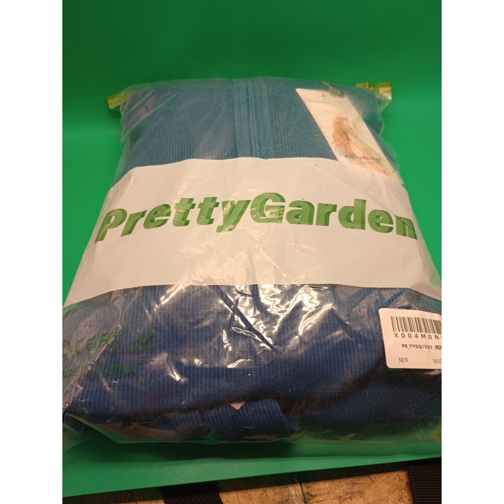 Pretty Garden Women's Navy Blue Zip Up Thin Sweater